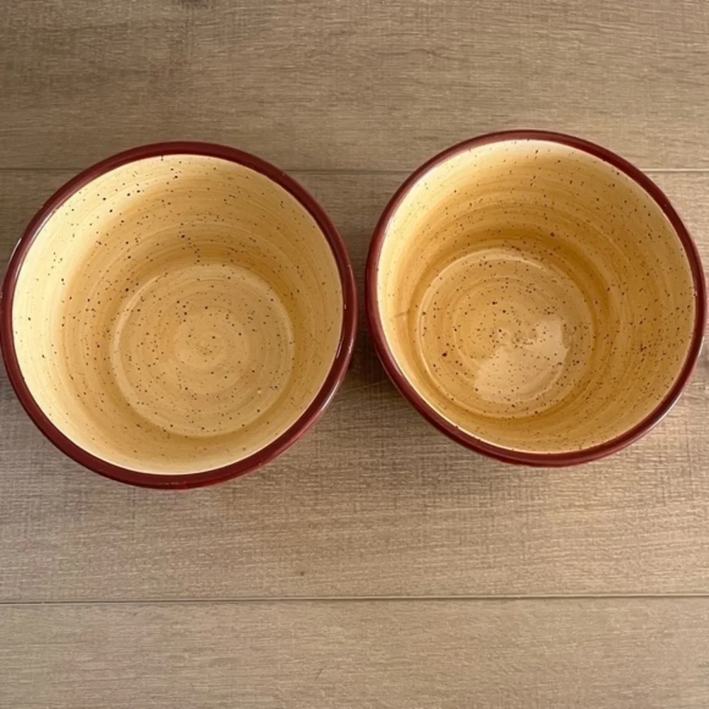 Pfaltzgraff Evening Sun Coupe 2 Cereal Bowls‎ 6" Red Yellow Sunflowers Retired - Picture 2 of 12